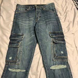 Ripped cargo Boohooman jeans